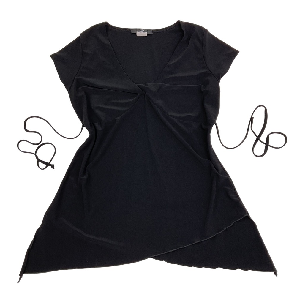 Dynamite Black Short Sleeve Twist Front Tie Waist‎ Top  S